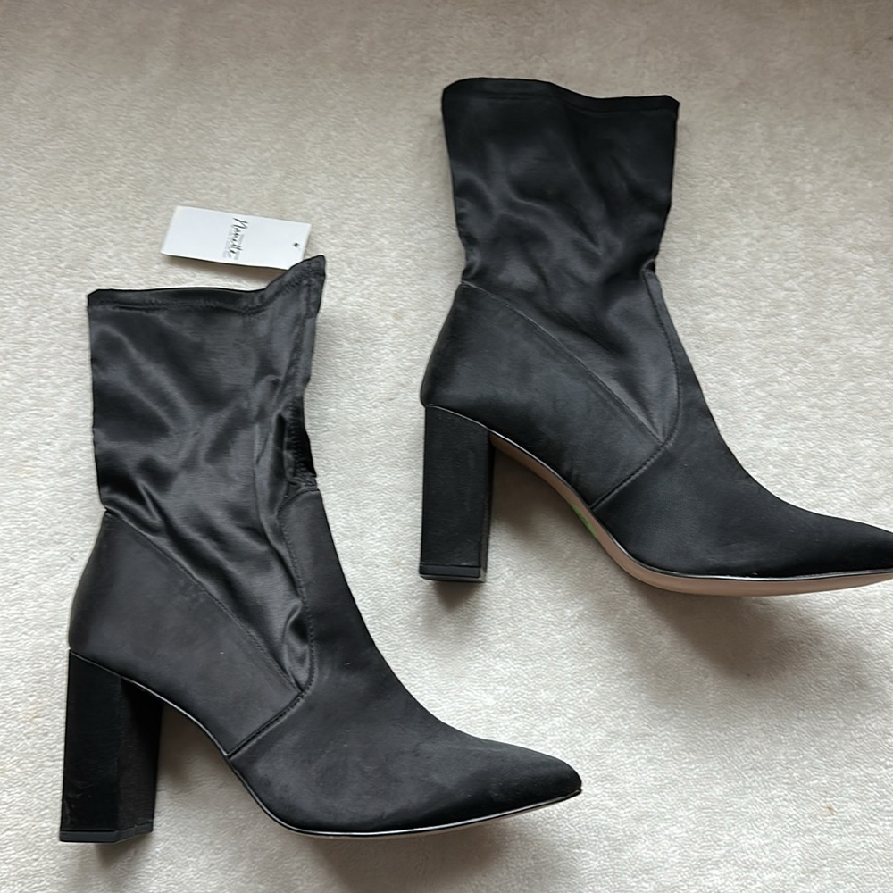 Black satin booties